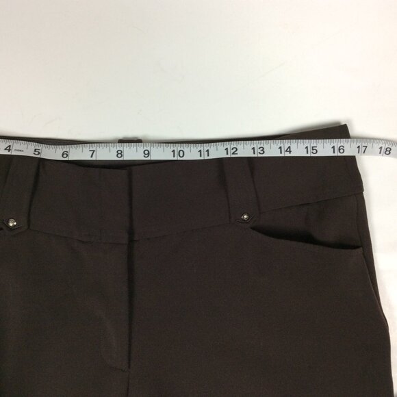 BCBG MaxAzria High Rise Trouser Pants Stretch Career Academia Brown 12 - Picture 4 of 6